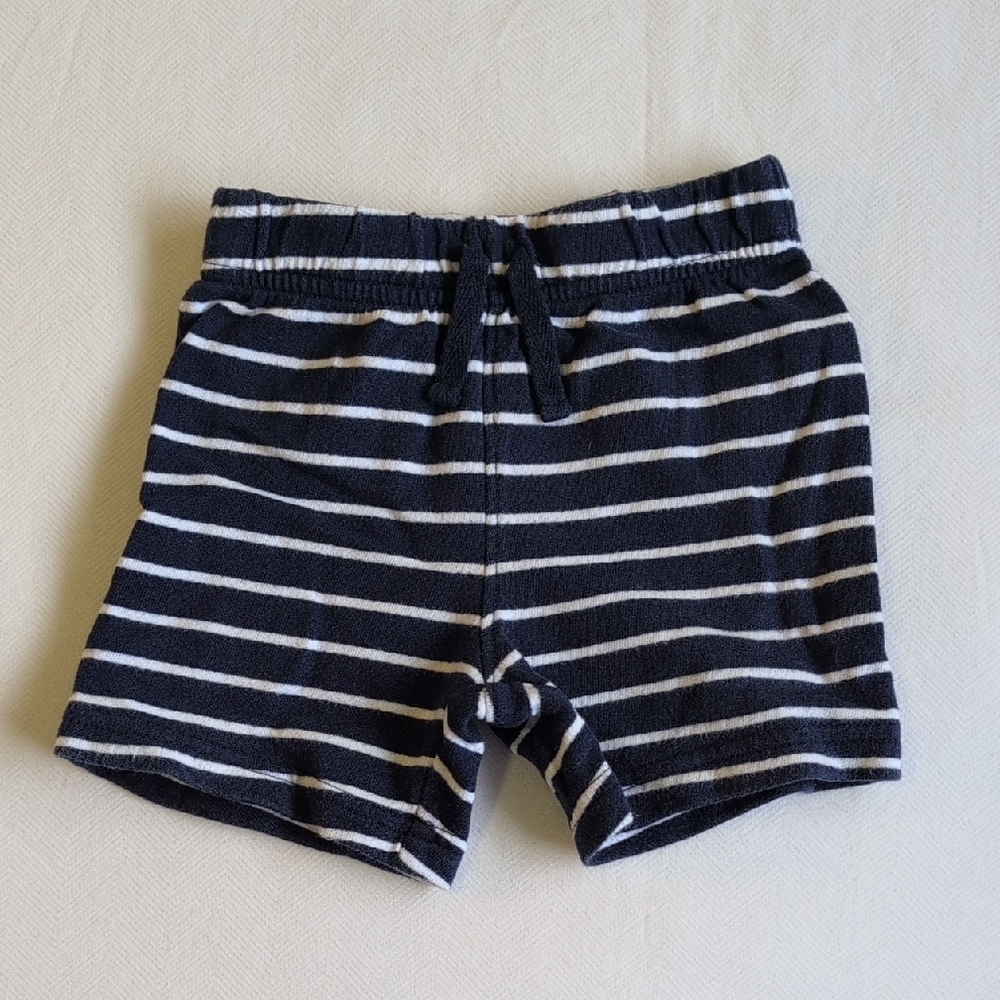 child of mine striped comfy cotton french terry pull-on shorts 12 months baby